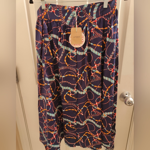 Umgee navy bead print circle skirt. - Picture 1 of 4